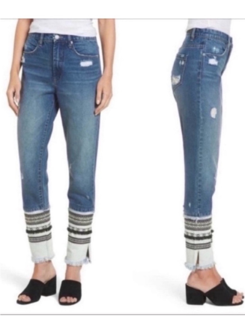 Blank NYC Miss Molly jeans blue embellished high rise